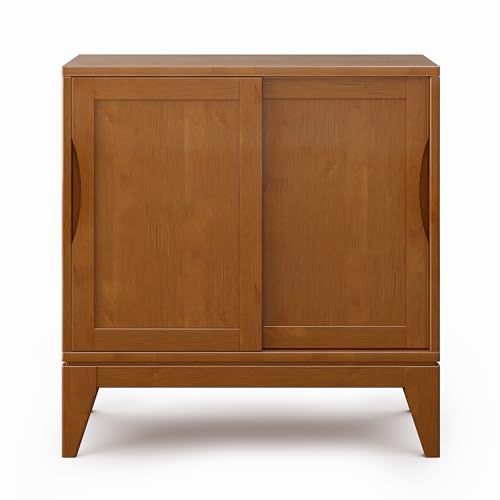 SIMPLIHOME Harper 48" Solid Wood Cabinet in Teak Brown - color: Teak Brown, size: 30 inch