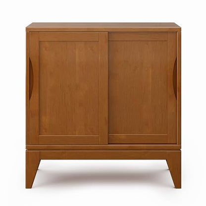 SIMPLIHOME Harper 48" Solid Wood Cabinet in Teak Brown - color: Teak Brown, size: 30 inch