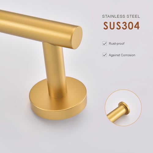 TASTOS Hand Towel Holder Towel Ring Brushed Gold, Premium Stainless Steel Hand Towel Bar Heavy Duty Wall Mounted Modern Bath Accessories, 9 Inch Towel Rack for Bathroom Kitchen - color: Brushed Gold