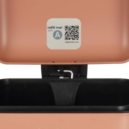 happimess Betty 8 Gal Step Trash Can Soft-Close Lid, Clay Rose | Removable Liner, Semi-Rectangular, Steel Pedal, Iron Powder Coated, 27" Height, Non-Skid Base - color: Clay Rose
