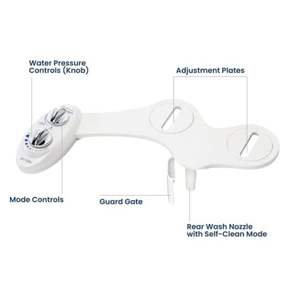 LUXE Bidet NEO 120 - Bidet Attachment for Toilet Seat, White | Non-Electric, Single Nozzle, Self-Cleaning, Adjustable Water Pressure, Rear Wash - color: White