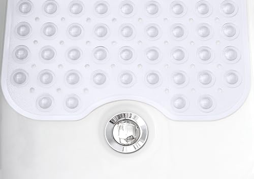 Extra-Long Non-Slip Bathtub & Shower Mat 39”x16” (Smooth/Non-Textured Tubs Only) Safe, Clean, Machine-Washable, Superior Grip&Drainage, Vinyl, Transparent Clear - color: Transparent Clear, size: 39" x 16" (Rectangular)