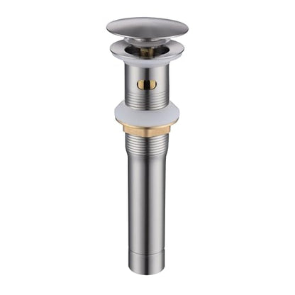 Polished Brushed Nickel Vessel Sink Drain - Bathroom Pop-Up Drain with Detachable Basket Stopper, Anti-Clogging Strainer & Overflow Protection - color: Brushed Nickel, size: with overflow