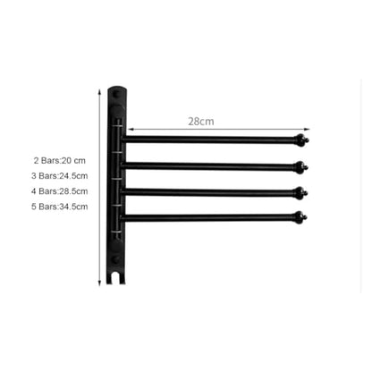 ZHOUXIAO Stainless Steel Swing Out Towel Bar Holder Wall Mount/Black Finish Swivel Towel Rack for Bathroom or Kitchen, Metal Towel Bar Folding Arm Swivel Hanger Bathroom Stor 2Bars