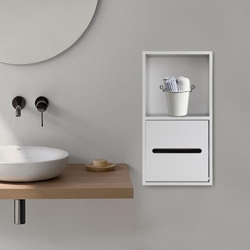 2 Tier Bathroom Wall Niche, Toilet Paper Holder with Shelf, Recessed Stainless Steel Organizer for Bathrooms, Living Rooms, Bedrooms, 8.54x4.92x16.54in (Silver) - color: Silver