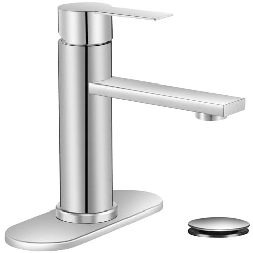 Bathroom Faucet Single Hole Single Handle Vanity Faucet | Modern Brushed Nickel Bathroom Faucet with Pop-Up Drain, Suitable for 1 Hole or 3 Hole Sink, Suitable for RV Etc Bathroom - color: Brushed Nickel