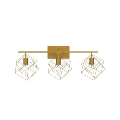 Bathroom Vanity Light with 3 Bulbs Bathroom Light Fixtures Over Mirror with 3 Rotatable Cube Shades Modern Wall Mounted Brushed Brass Gold - color: Brushed Brass, size: 3-Lights ( 28" Width )