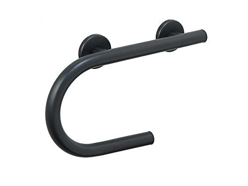 Grab Bar Toilet Paper Holder - Bathroom Safety Aid/304 Stainless Steel/Left/Matte Black/ 16.5"x 10" - color: Matte Black, Left Hand