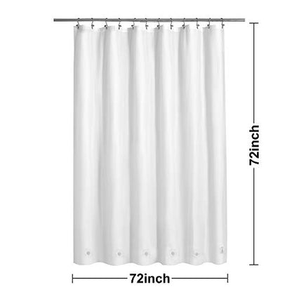Barossa Design White Shower Curtain Liner with 6 Magnets, 72x72 | 8G Heavy Duty PEVA, 6 Bottom Magnets, Waterproof, Standard Size 72 x 72 for Bath Tub, PVC Free, Metal Grommets - color: 3b. White-heavy, size: 72"W x 72"L (Pack of 1)