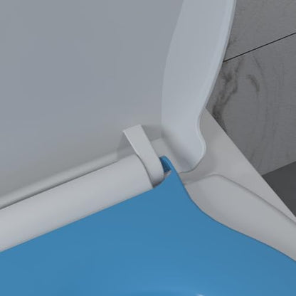 Toilet Seat with Easy Clean & Change Hinges, Quiet-Close Lid, Contoured Seat, Quick-Attach Hardware, White, 18.6"L x 14.2"W - color: Blue, size: 18.6"L x 14.2"W
