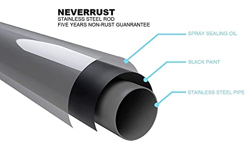 Shower Curtain Rod 43-73 Inches Matte Black, Rustproof and Non-Fall Down Spring Tension Rod for Window or Bathroom, Stainless Steel - color: Black