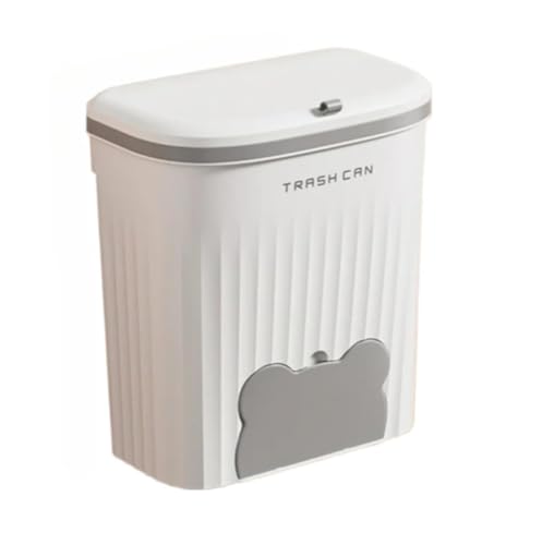 8.5/12L Kitchen Wastebasket Under Sink Wall Mounted Trash Can with Lid Bathroom Trash Bin Garbage Can for Cabinet Compost Bin(White,Large) - color: White, size: Large