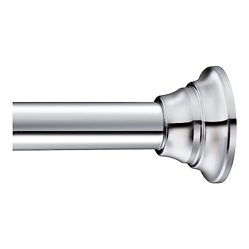 Moen Chrome 44-72-Inch Adjustable Tension Mounted Straight Shower Curtain Rod for Bathroom, No Drilling Needed, TR1000CH - color: Chrome