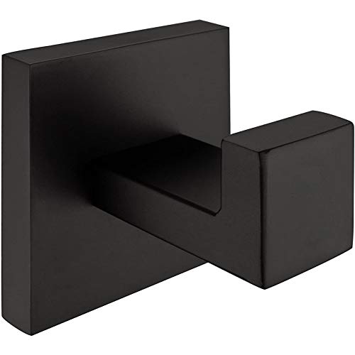 Nolimas Towel Hook Stainless Steel Bathroom Rustproof Clothes Towel Coat Hook Wall Mounted Square Toilet Kitchen, Heavy Duty Door Hanger, 2 Pack, Matte Black - color: Matte Black, size: 2 Pack