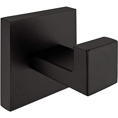 Nolimas Towel Hook Stainless Steel Bathroom Rustproof Clothes Towel Coat Hook Wall Mounted Square Toilet Kitchen, Heavy Duty Door Hanger, 2 Pack, Matte Black - color: Matte Black, size: 2 Pack