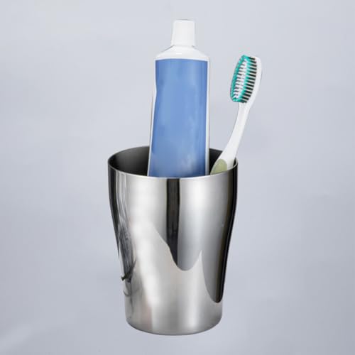 PRETYZOOM Stainless Steel Toothbrush Cup 500ml Silver Metal Bathroom Cup with Smooth Surface and Stackable Design for Celebrating Christmas and Birthdays
