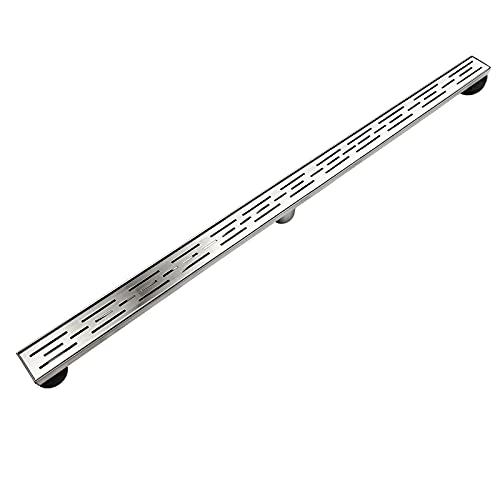 Neodrain 48-Inch Brushed Linear Shower Drain with Brick Pattern Grate | 304 Stainless Steel,Durable Bathroom Floor Drain,Rectangle Linear Drain with Hair Strainer & Adjustable Feet,CUPC certified - color: Stainless, size: 48 In