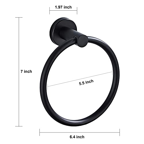 304 Stainless Steel Towel Ring Towel Holder Hanging Round Simple Black Towel Circular Holder (Black 1Pcs)(JH000111B(1)) - color: Black 1pcs