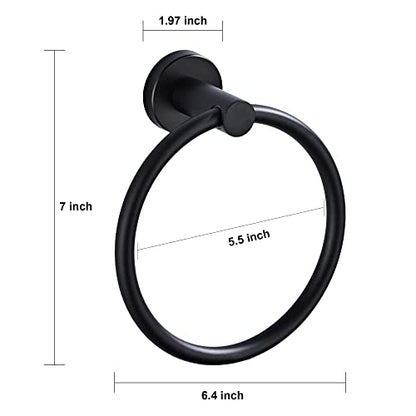 304 Stainless Steel Towel Ring Towel Holder Hanging Round Simple Black Towel Circular Holder (Black 2Pcs) - color: Black 2pcs