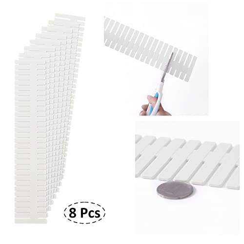 14.5 in White Adjustable Drawer Dividers, TWUTGAYW 8PC DIY Grid Drawer Organizer Dividers, Plastic Organizer Separator for Socks Underwear Makeup Cosmetic Clothes Can Help Tidy Kitchen Bedroom Dresser