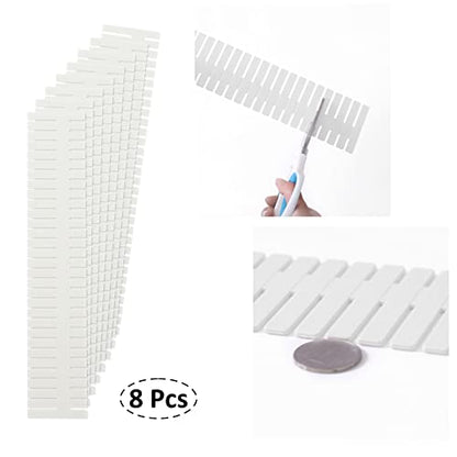 14.5 in White Adjustable Drawer Dividers, TWUTGAYW 8PC DIY Grid Drawer Organizer Dividers, Plastic Organizer Separator for Socks Underwear Makeup Cosmetic Clothes Can Help Tidy Kitchen Bedroom Dresser