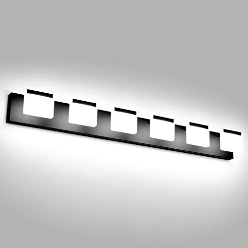 Ralbay LED Black Modern Vanity Light 6 Light Matte Black Bathroom Vanity Lights Acrylic Bathroom Vanity Lights Fixtures - color: Black, size: 6-Light