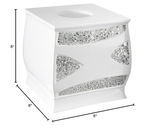 Popular Bath Sinatra Modern Bath Tissue Box Modern Classic Contemporary Decorative Beautiful Designs Bathroom Decor for Home Luxury Bath, White - size: Tissue Box