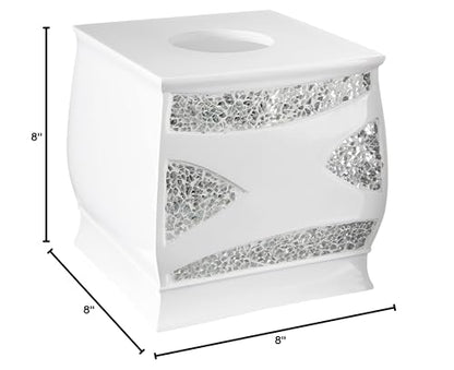 Popular Bath Sinatra Modern Bath Tissue Box Modern Classic Contemporary Decorative Beautiful Designs Bathroom Decor for Home Luxury Bath, White - size: Tissue Box
