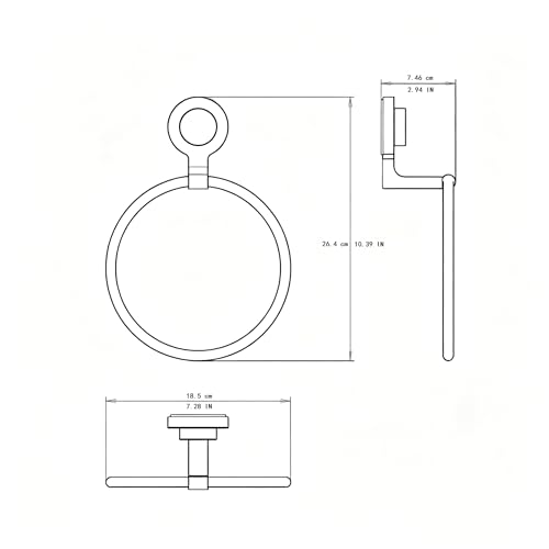 Suction Cup Hand Towel Holder for Bathroom, Silver | Stainless Steel, Wall Mounted, No Drilling, Removable Hand Towel Ring for Bathroom, Kitchen