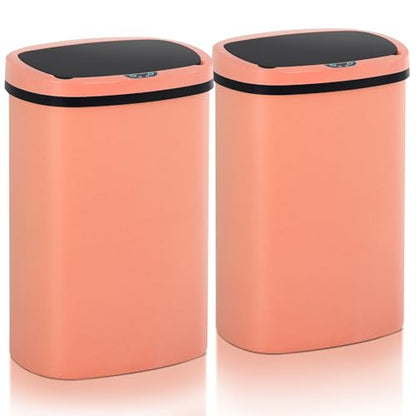 13 Gallon Motion Sensor Kitchen Trash Can, 50L Automatic Sensor Trash Can, Smart Waste Bin with Lid for Kitchen, Bathroom, Bedroom, Home Office, Quiet Open & Easy Clean (Pink,2 Pack) - color: Pink, style: 2 pack
