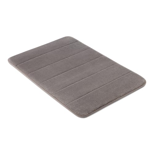 Amazon Basics Bath Mat for Bathroom, Absorbent Plush Memory Foam, Fast Dry Microfiber, Non-Slip, 17 x 24 Inches, Dark Gray - color: Dark Grey, size: 43 x 61 cm (Rechthoekig)