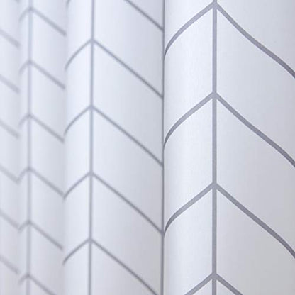 Fabric Shower Curtain or Liner Water Repellent Washable Cloth (Hotel Quality, Friendly, Heavy Weight Hem) with White Plastic Hooks - 72" x 78", Long, White Arrow - color: White Arrow, size: 72"W x 78"L (Pack of 1)