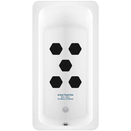 Kahuna Grip Bathtub Bath and Shower 5¼" Hexagon Non-Slip Traction Treads (Black) - color: Black
