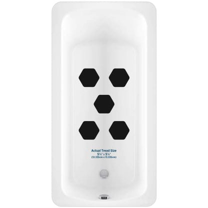 Kahuna Grip Bathtub Bath and Shower 5¼" Hexagon Non-Slip Traction Treads (Black) - color: Black