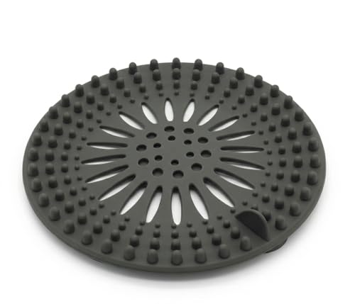 Silicone Sink Strainer Hair Catcher Set of 4 Colors - 5.3 Inch Drain Cover for Kitchen Bathroom Shower, Anti-Clogging Drain Protector with Suction Cups, BPA-Free, Blue Green Gray