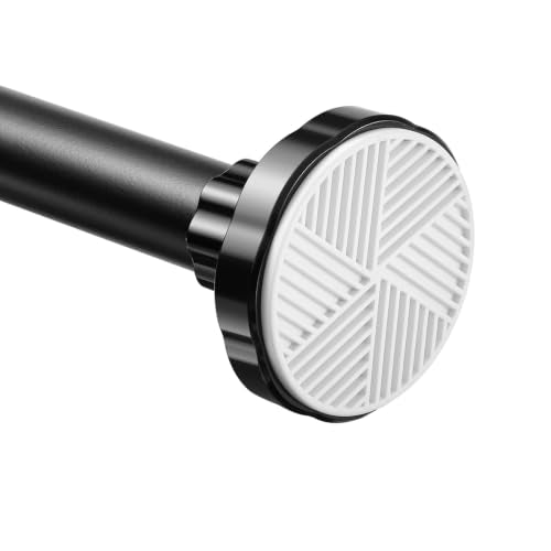 Shower Curtain Rod Adjustable 18-82", 1" Diameter Black Tension Rod, No Drill Rust-Proof Spring Loaded Shower Rods for Bathroom, Easy Install, No Sag