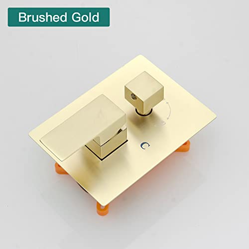 Hoimpro Brushed Gold Rain Shower Head System Faucet Set Handheld Spray | High Pressure 12 Inch Bathroom Rainfall Shower Head,2-in-1 Handheld Showerhead Combo, Shower Faucet Valve with Trim Kit - color: Brushed Gold