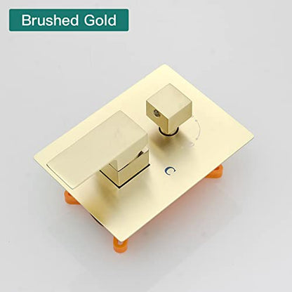 Hoimpro Brushed Gold Rain Shower Head System Faucet Set Handheld Spray | High Pressure 12 Inch Bathroom Rainfall Shower Head,2-in-1 Handheld Showerhead Combo, Shower Faucet Valve with Trim Kit - color: Brushed Gold