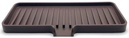 Silicone Soap Dish Tray and Sponge Holder with Drain Chute, Rectangular, Kitchen and Bathroom Sink Organizer (Dark Chocolate, 9"x3.5") - color: Dark Chocolate, size: (MD) 9"x3.5"