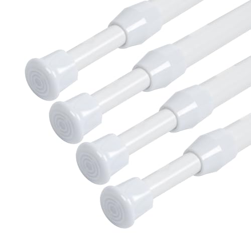 Tension Rods, 4 Pack Adjustable Spring Steel Cupboard Bars 10-16 Inches Tension Curtain Rod Shower Rod Closet Rod Small Tension Rods, (White, 10-16 in-4 Pcs) - color: White, size: 10-16"-4Pcs