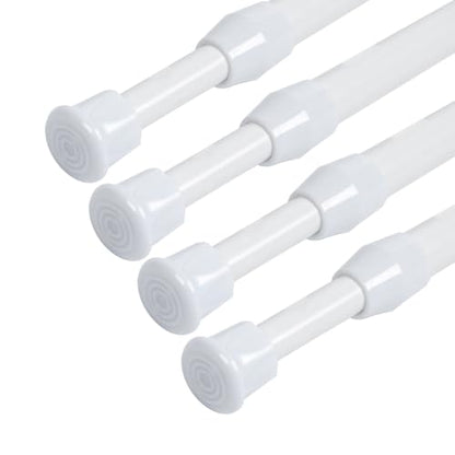 Tension Rods, 4 Pack Adjustable Spring Steel Cupboard Bars 10-16 Inches Tension Curtain Rod Shower Rod Closet Rod Small Tension Rods, (White, 10-16 in-4 Pcs) - color: White, size: 10-16"-4Pcs