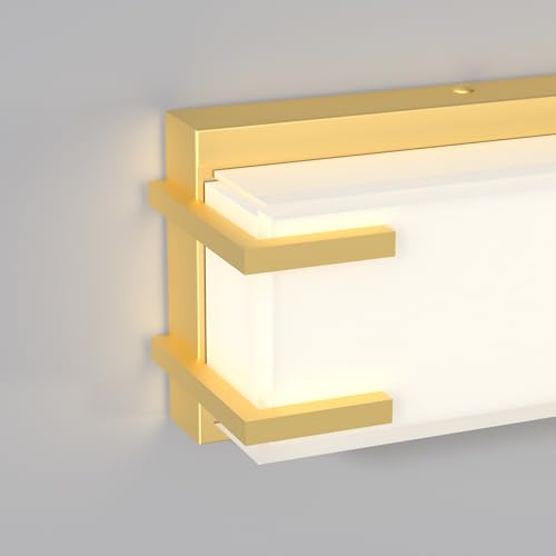 LED Bathroom Light Fixtures Over Mirror 16” Vanity Light with Milky White Lampshade 4000K Daylight Gold Bath Bar (Gold) - color: Gold, size: 16"