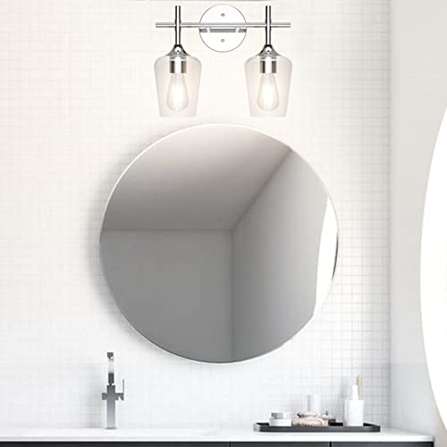 Ralbay Chrome Bathroom Light Fixtures 2-Lights with Clear Glass Modern Wall Mount Lighting Industrial Farmhouse Bathroom Vanity Lights Wall Sconce Chrome - color: Chrome, size: 2-Light
