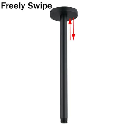 RANDOM Shower Arm with Flange,12 Inches Ceiling Mount Shower Head Extension Arm Straight Arm Ceiling-Mounted For Fixed Shower Head,Matte Black.RD91038-12MB - color: 12″ Matte Black(Round Flange)