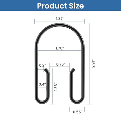 Black Shower Curtain Hooks Rings ，Double Sided Shower Curtain Rings Rust Proof，12 pcs Shower Hooks for Inside Shower，Smooth Sliding Anti-Drop Double Shower Rings for Curtain (Black) - color: Black