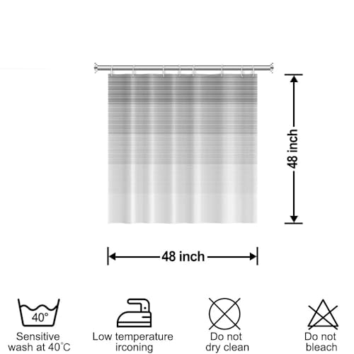 Boho White Gray Striped Small Bathroom Window Curtain 48" Wx48 L | Black Bohemian Geometric, Polyester Waterproof, Machine Washable, Kitchen Dishwasher Cabinet , Easy to Install with 8 Hooks - color: Grey, size: 48"W x 48"L (Pack of 1)