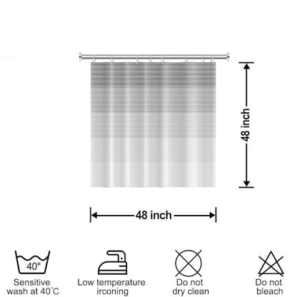 Boho White Gray Striped Small Bathroom Window Curtain 48" Wx48 L | Black Bohemian Geometric, Polyester Waterproof, Machine Washable, Kitchen Dishwasher Cabinet , Easy to Install with 8 Hooks - color: Grey, size: 48"W x 48"L (Pack of 1)