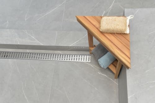 304 Stainless Steel Brushed Nickel Linear Shower Drain Kit Wind Linear Shower Drains for Tile Floor Long Hair Catcher Strainer Grate Cover Bathroom (47 Inch) - size: 47 Inch