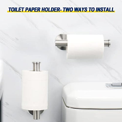 NearMoon Bath Toilet Paper Holder+ Hand Towel Holder, 2 Pieces Bathroom Hardware Set- Premium 304 Stainless Steel Toilet Roll Holder and Towel Rack Wall Mounted for Kitchen (Brushed Nickel) - color: Brushed Nickel