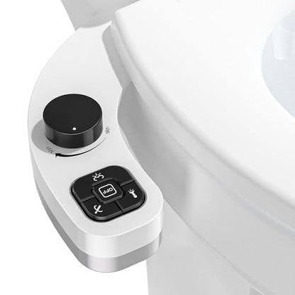 PIKETS Bidet Attachment for Toilet, Dual Nozzle (Frontal and Rear Wash) Non-Electric Fresh Water Bidet Toilet Seat Attachment with Nozzle Self Cleaning, Adjustable Water Pressure (Black) - color: Black